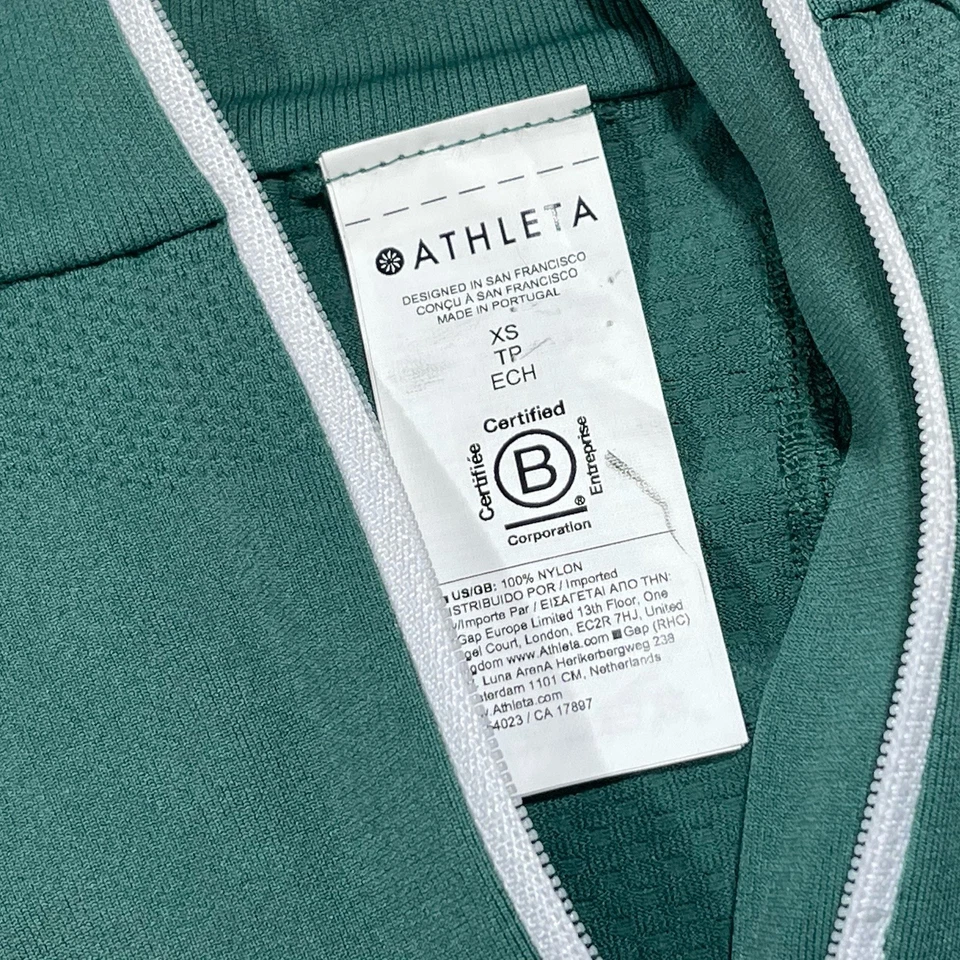 Top Athleta Momentum XS Sin Costuras Para Mujer Verde 1/4 Cremallera Elastizado Manga Larga Gimnasio N3 Foto 3 de 4