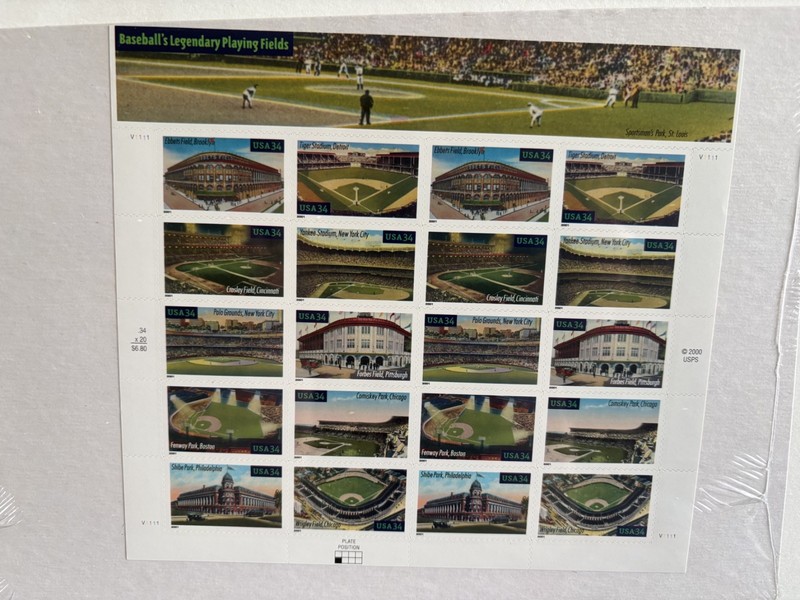 USPS Baseball Stamp 2001 Legendary Baseball Stadium 34 Cent Sheet Rare