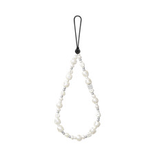 Phone Strap Charm -New Silver-White Pearl Mobile Phone Lanyard Phone Charm