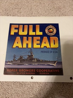 Full Ahead Produce Rogers Growers Winter Garden Fruit Crate Label Vintage