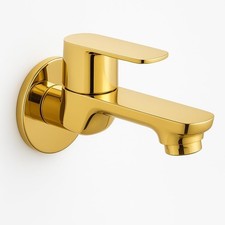 Premium Gold Wall Mount Faucet Brass PVD Finish Single Lever Tap