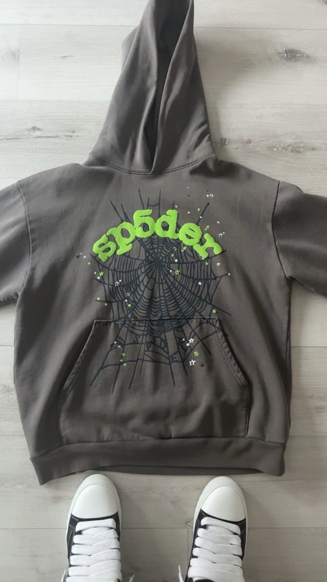 Sp5der Wait Web Hoodie Slate Grey Size Large New With Bags