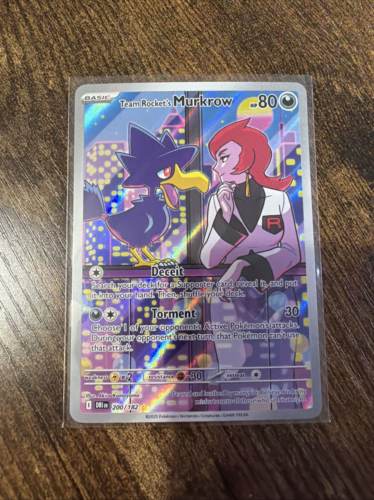 Team Rocket's Murkrow 200/182 Sv10: Destined Rivals Holo Illustration Rare NM
