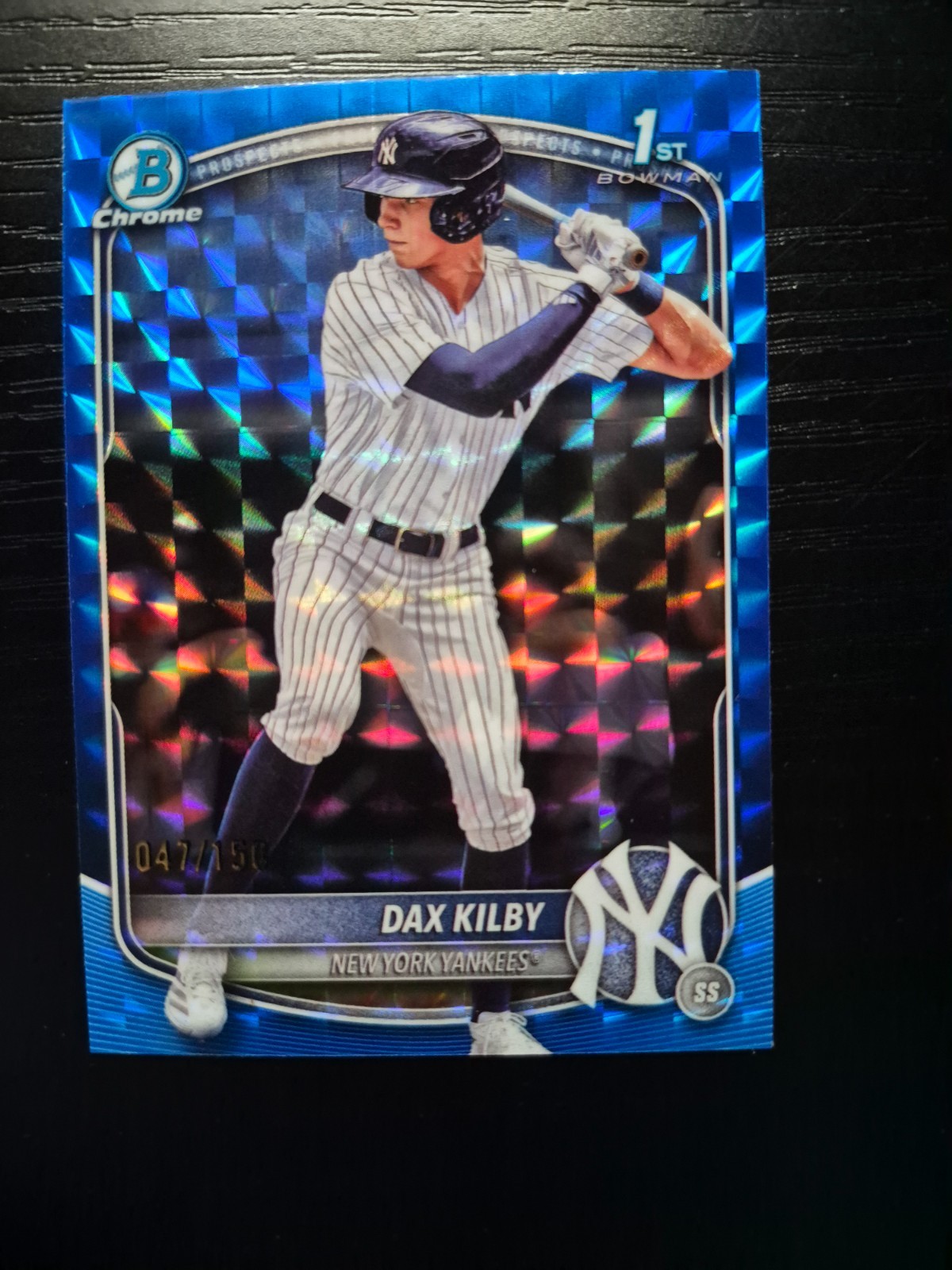 2025 Bowman Draft Dax Kilby 1ST CHROME BLUE GEOMETRIC  /150 #BDC-146 YANKEES
