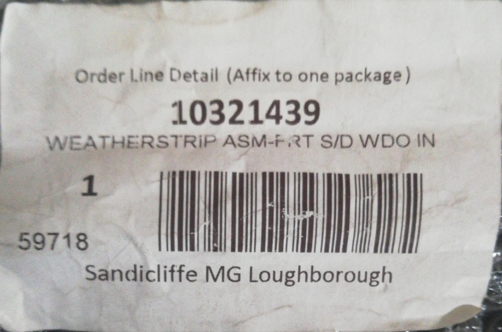 Genuine MG Weatherstrip Asm-Frt S/D Wdo O | 10321439