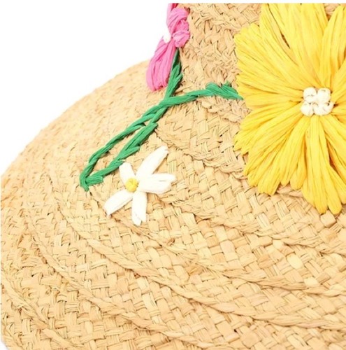 Kate Spade New York Sonnenhut mit Blumenstickerei, Bucket Cloche Raffia neu ohne Etikett 2025 - Bild 5 von 8