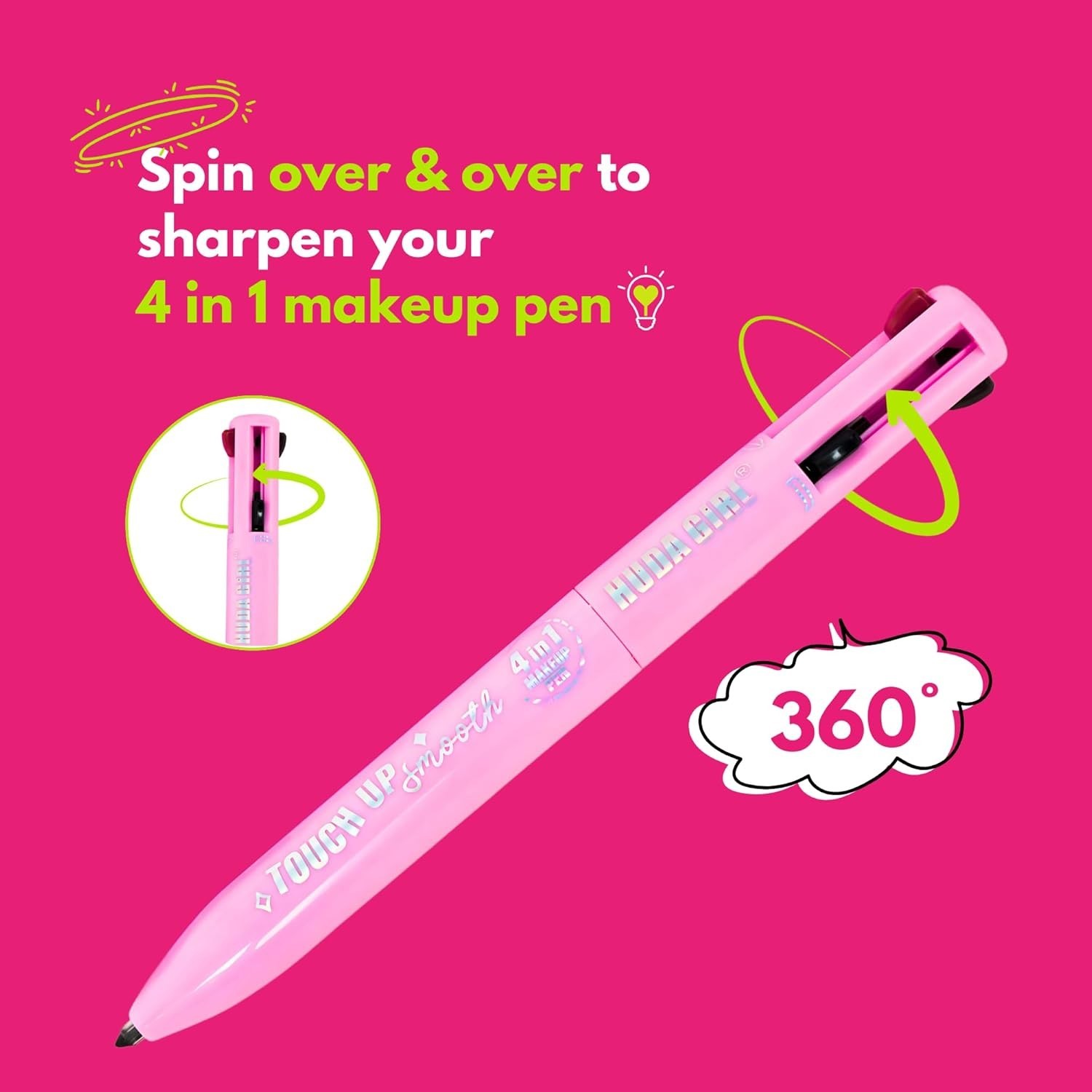 4in1 Eyeliner, Lip Liner, Brow Liner & Highlighter Korean Makeup Pen for Anytime