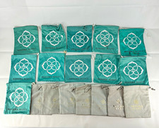 Lot of 18 Kendra Scott Jewelry Drawstring Pouches Bags Teal & Gray Mixed