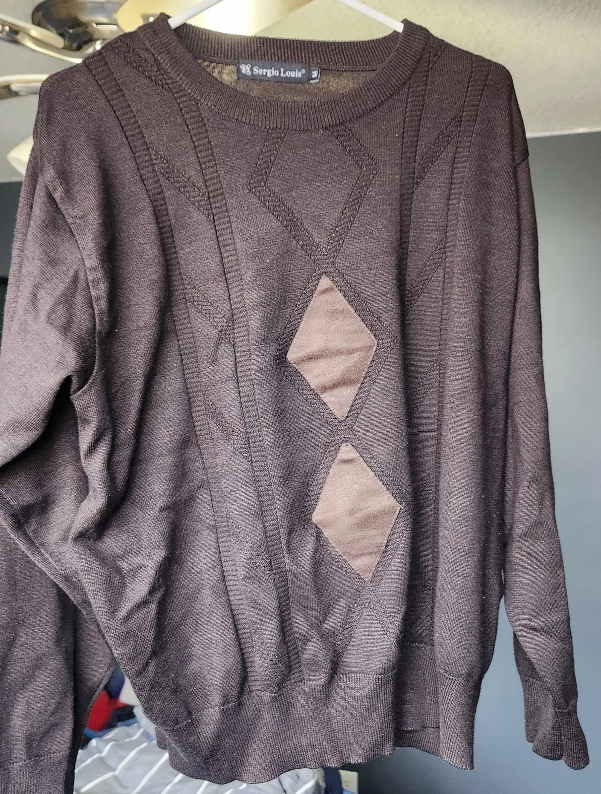 Sergio Louis Two Toned Brown Mens Knit Pullover Sweater