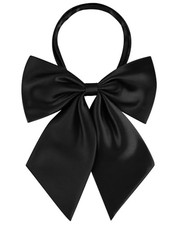 Ladies Adjustable Pre tied Bowtie - Solid Color Bow Ties for Women Black