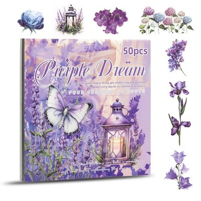 Blumenaufkleber Material  Junk Journal Purpler Q6E73778