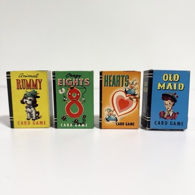 Vintage Whitman Mini Playing Card Games Lot Old Maid Rummy Eights Hearts