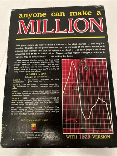 Vintage The Stock Market Board Game 1970 Avalon Hill Bookcase Game-Complete. - Picture 2 of 11