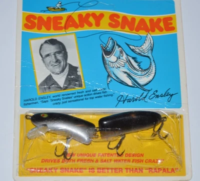 old harold ensley 5" sneaky snake lure gun metal black back better than rapala