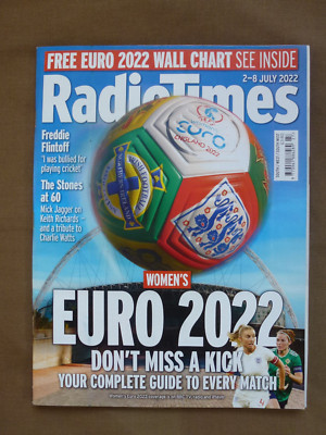 RADIO TIMES 2-8 JUL 2022 - EURO 2022, FREE WALL CHART, ROLLING STONES AT 60