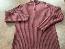 Men's Size L SONOMA Lifestyle Ribbed Sweater 1/4 Zip Pullover Burgundy Cotton