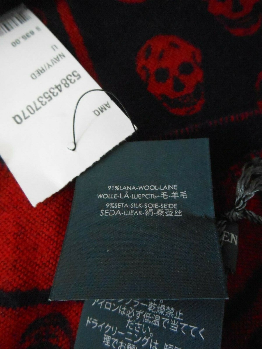 NWT Alexander McQueen $635 Extra Large Wool-Silk Scark Scarf, Navy