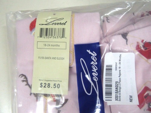 $28.50 Pink Santa & Red Sleigh Reindeer Christmas PJ Pajamas Infant Girl's 2 pc - Picture 9 of 9