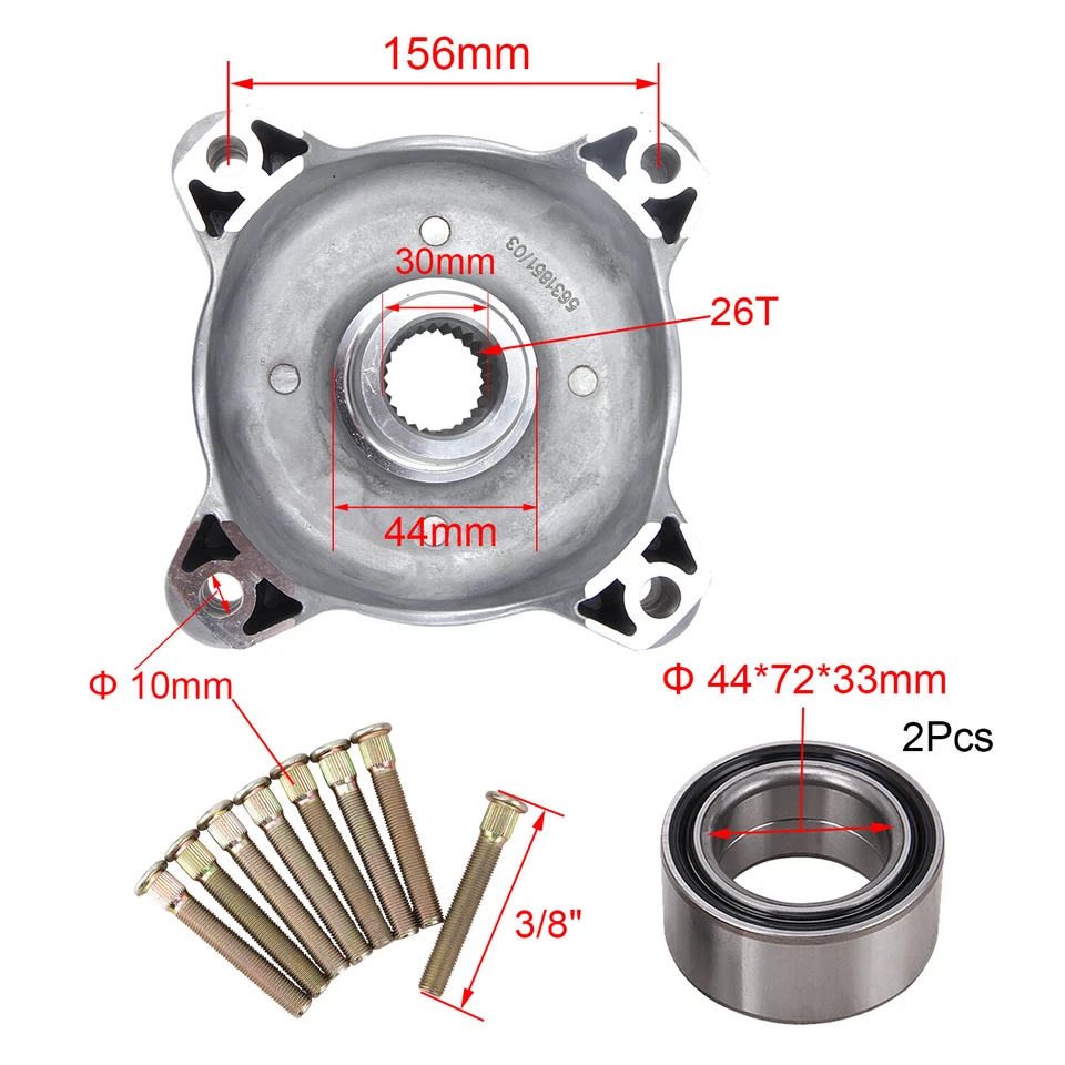 2X Front Wheel Hub & Bearing Kit for Polaris RZR 800 RZR S 800 2009-2014 5137219 - Image 4 of 4