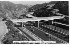 RPPC California Cahuenga Pass Freeway Looking Towards Hollywood Vintage Postcard