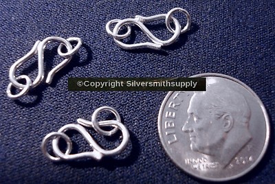 3 Sterling silver S Hook clasp sets, 18 gauge 1mm round wire 20mm overall ssc008