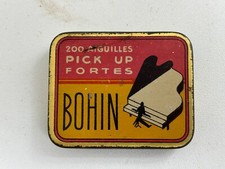 56385 Old Vintage Antique Tin Sign Gramophone Needle Case Record Player Bohin