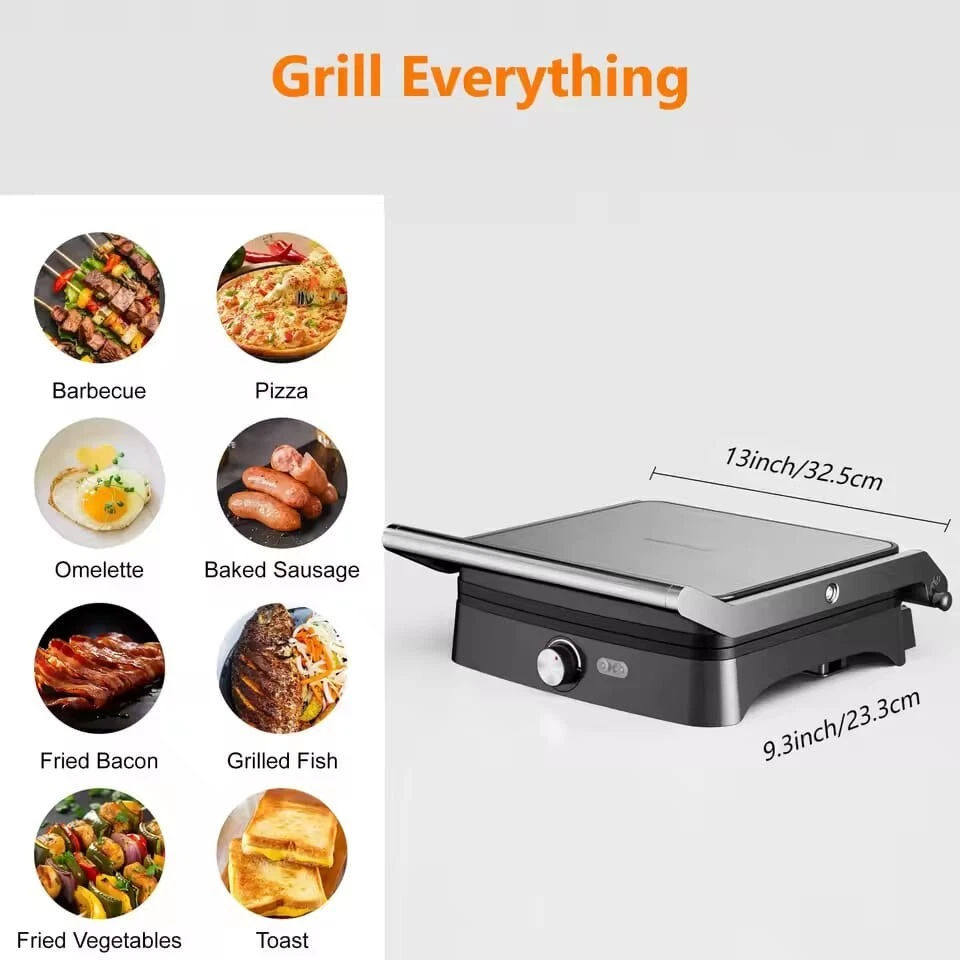 Panini Press Griller 15.8" Diagonal Non-Stick 4 Slice Sandwich Maker 1200W
Opens in a new window or
