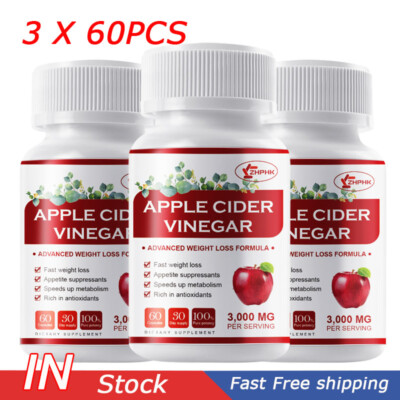 ACV Apple Cider Vinegar Tablets - 3000mg - Weight Loss, Detox & Cleansing