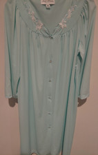 Miss Elaine Vtg New W Tag Nylon Button Down Robe,. pockets, Seafoam Green medium