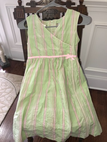 URit Girls NWOT 10 Green/pink stripe dress Party/Easter