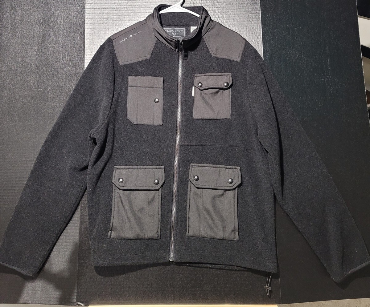 Marc Ecko Jacket Mens Large Black Full Zip Cut Sew Bomber Coat Pockets  Outdoor