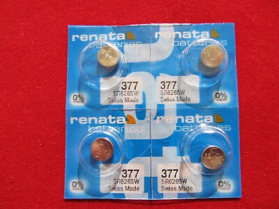 4x Renata 377, AG4/SG4 D377 SR626 SR626SW SR66 V3 Silberoxid Knopfzelle,Batterie