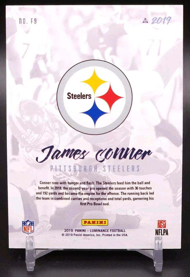 JAMES CONNER 2019 Panini Luminance #F9 Flash Orange /100 Pittsburgh Steelers - Image 2 of 3