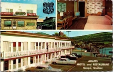 Adams Motel & Restaurant Gaspe Quebec Canada Multi View Chrome Postcard