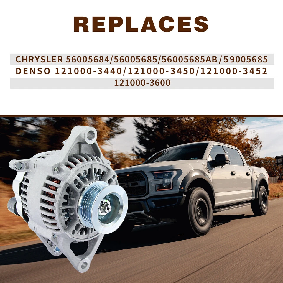 New Alternator For Dodge Dakota Jeep Cherokee 1991-98 TJ Wrangler Grand 4.0L - Image 2 of 4