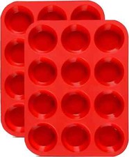 12 Cups Silicone Muffin Pan 2 Pack - Silicone Cupcake Pan Nonstick Silicone Mold