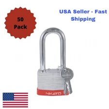 50 Pack 40mm  Laminated Steel Long Shackle Padlock NIKATTO USA STOCK