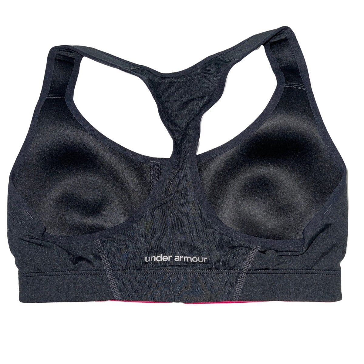 Under Armour Racerback Zip Front Wire Free Sports Bra Heat Gear Protegee  1236590