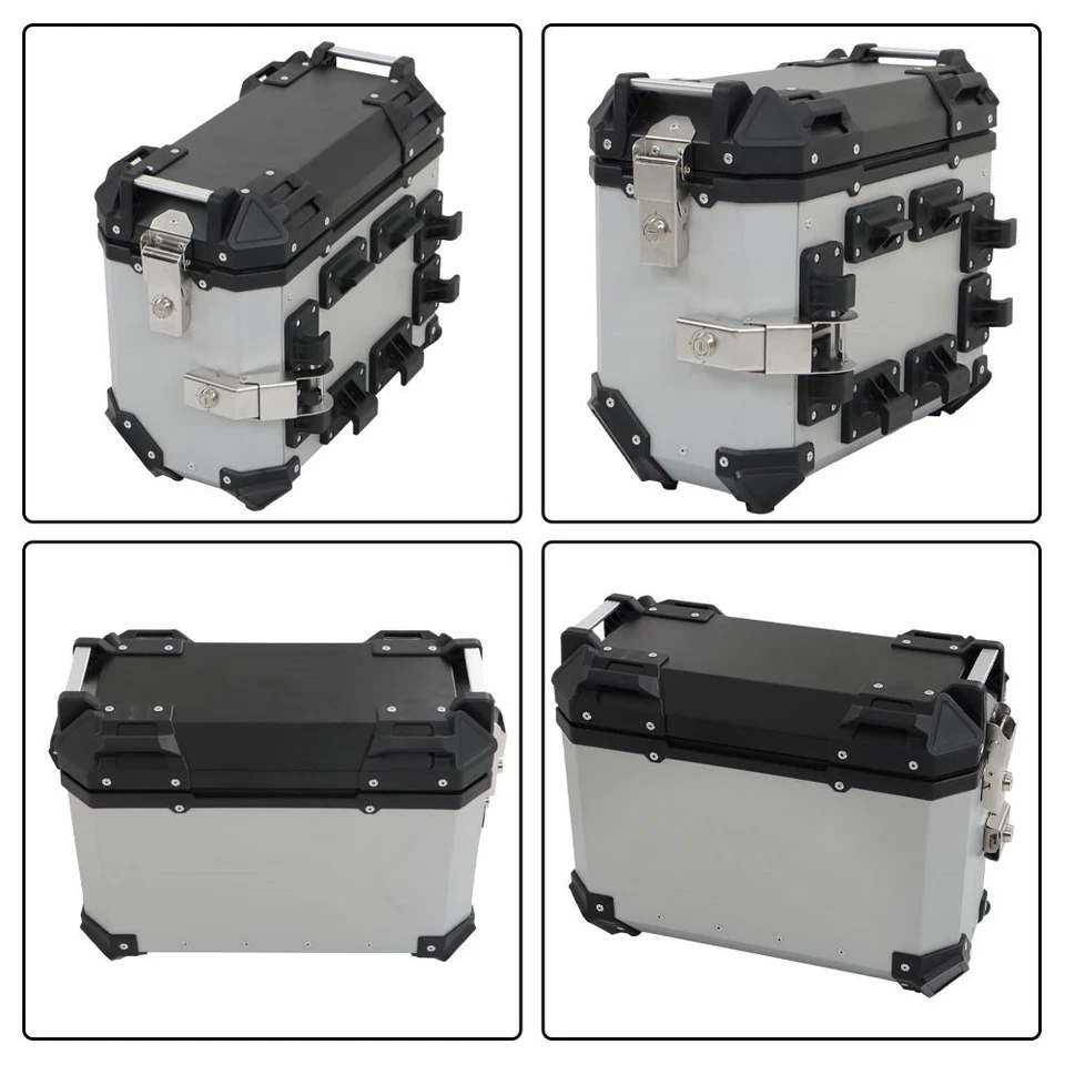 2×Silver 36L Hard Side Saddlebag Box Trunk Tour motorcycle panniers Side Case Foto 4 de 4