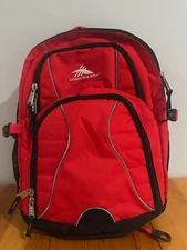 High Sierra Backpack Padded Multipocketed Red, Black Laptop School Hiking