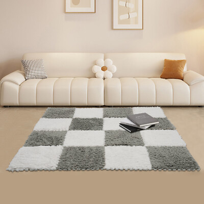 16pcs Soft Shaggy Rugs Fluffy Carpets For Non-Slip Shag Bedside Living Room Rug