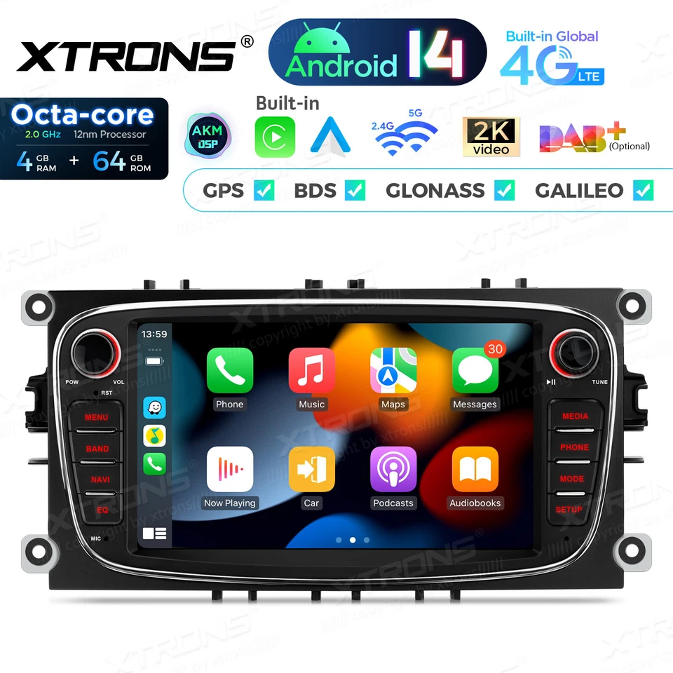 XTRONS 7" Android 14 Autoradio GPS DSP 4GB+64GB Für Ford Focus II Mondeo C/S-MAX - Bild 4 von 4