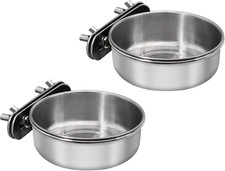 2 Pcs Small Bird Feeding Dish Cups,Parrot Food Bowl Cage with Clamp Holder Stain