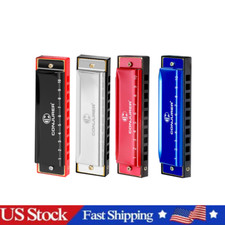 CONJURER Blues Harmonica Brass Reed Metal Mouth Organ C Key Blues Harp with Case