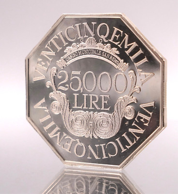 1978 25000 Lire Casino Municipale San Remo Franklin Mint 925