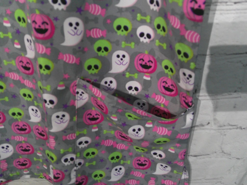 Womens Light Gray Halloween Divine Curves short sleeve Medical Top Plus Size 1X - Image 3 of 4