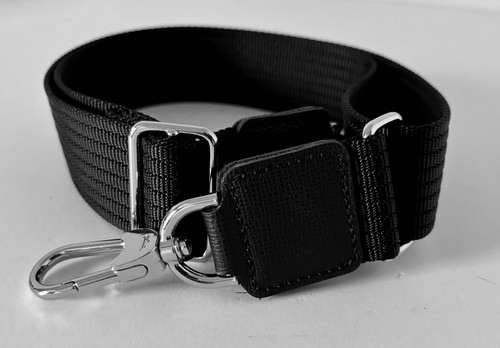LONGCHAMP ADJUSTABLE HANDBAG SHOULDER NYLON STRAP BLACK/SILVER NWOT - Picture 2 of 3