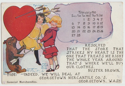 Post Card Outcault Buster Brown Feb 1910 Valentine Georgetown WA