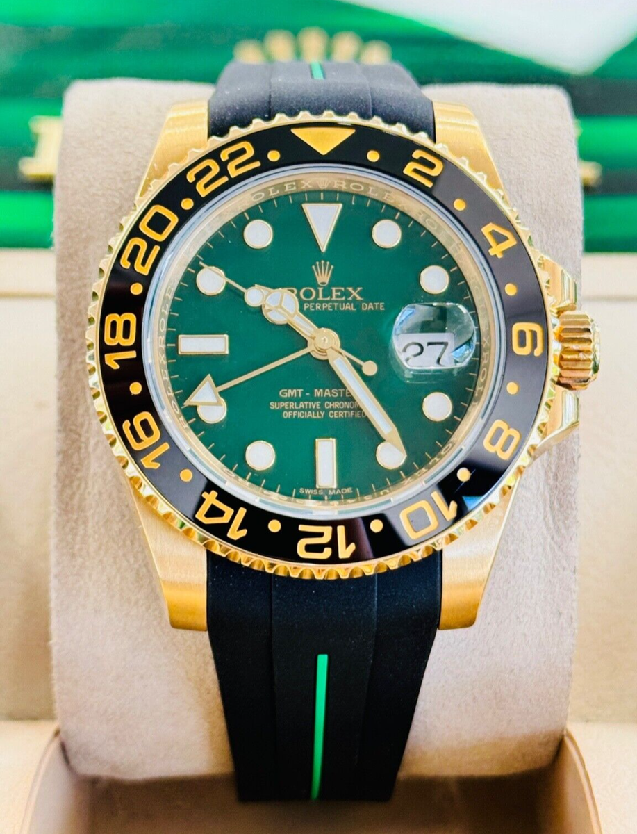 Rolex GMT-Master II 116718 Ceramic Bezel Green Dial Yellow Gold