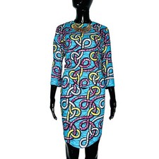 Light Blue African Print Women Blouse  Skirt Set